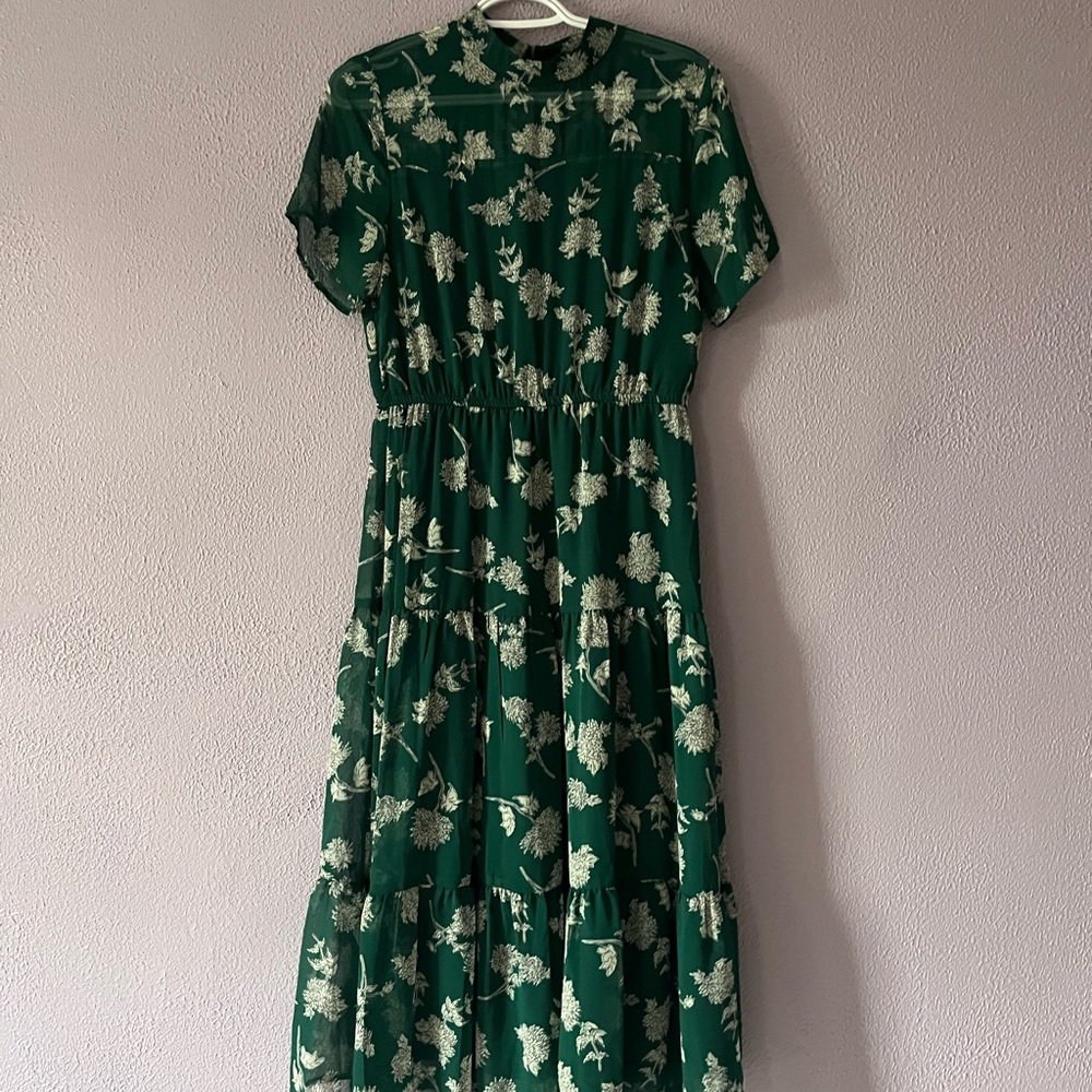 Lulu's Green Floral Midi Dress - Picture 2 of 3